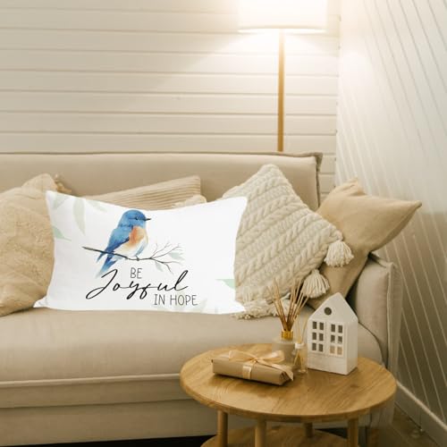 Christian Jesus Bird Throw Pillow Covers 12x20 Inch, Bible Verse - color: Be Joyful in Hope Romans 12:12