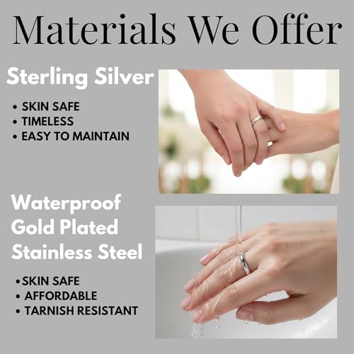 BORUO Fidget Stacking Ring, Waterproof Gold Plated, Three Row Size 4 - color: 3mm Sterling Silver