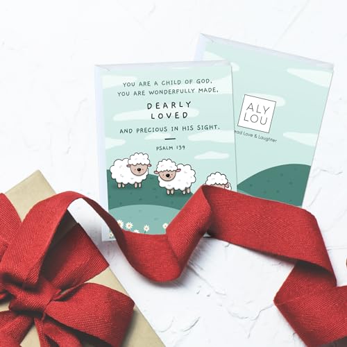 Cute Baptism Card - Religious Christian Bible Quote, Christening, First Communion, Confirmation, or Wedding Card - Prayer & Inspirational Card, Blank Inside, Thoughtful Gift (You are Wonderfully Made, Dearly Loved) - color: You Are a Child of God, You are