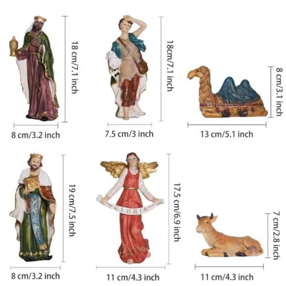 Nativity Set Christmas 12 Pcs Nativity Scene Catholic Manger Set Figurine - color: Multicolor, size: 8 inches