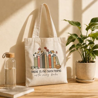 Aesthetic Flower Canvas Tote Bags, There is No Such Thing as Too Many Doodles, Cute Aesthetic Reading Accessories, Canvas Tote Bag for Women, Useful Gifts for Book Lovers - color: Style 02