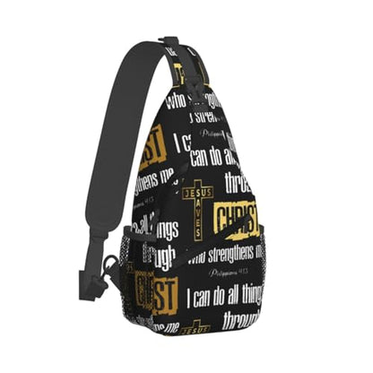 Jesus Christian Cross Sling Backpack Shoulder Chest Bag For Men Women Hiking Travel Crossbody Daypack - color: Jesus Christian Cross-0001