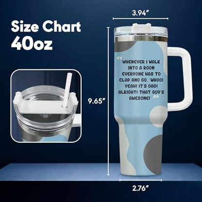 34HD Dad Daddy Cartoon It's 40 oz Tumbler with Handle, Gift for Papa - color: It's Dad
