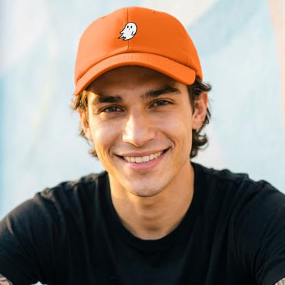 DALIX Ghost Embroidered Mens Womens Cotton Dad Hat Baseball Cap Adjustable - color: Orange