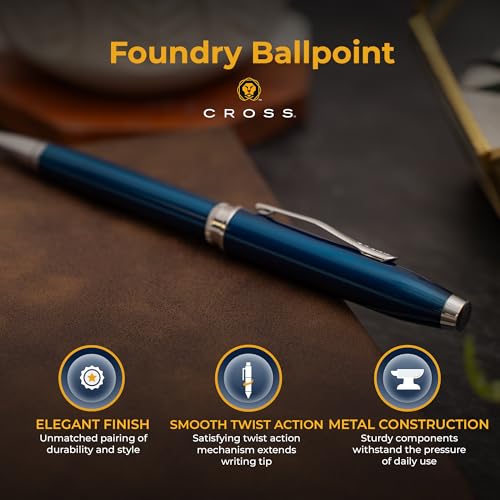 Cross Foundry Personalized Ballpoint Pen in Translucent Blue, Chrome Trim - color: Translucent Blue