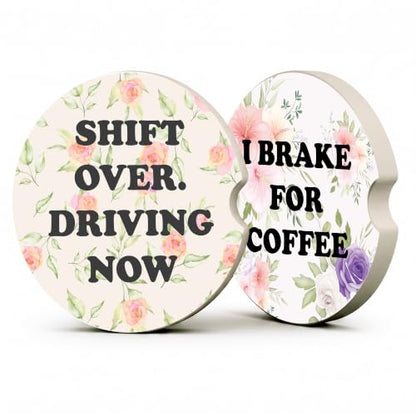 Funny Coffee Lover Car Coasters, Colorful Girly Floral Cup Holders, 23 - color: Coffee Lover