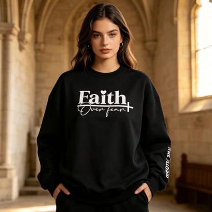 UNIQUEONE Christian Sweatshirt Women Faith Shirts: Jesus Sweatshirt Christian Religious Crewneck Long Sleeve Pullover Tops - color: Black-10, size: X-Large