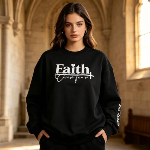UNIQUEONE Christian Sweatshirt Women Faith Shirts: Jesus Sweatshirt Christian Religious Crewneck Long Sleeve Pullover Tops - color: Black-10, size: XX-Large