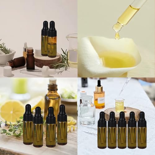 36-Piece Mini Dropper Bottle Set 5ml Small-Capacity Essential Oil Amber Dropper Empty Bottles Suitable for Cuticle Care Oils, Cosmetic Perfumes, and Liquid Travel Sample Containers - color: Amber, size: 5ML