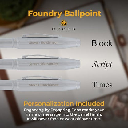 Cross Foundry Personalized Engraving Ballpoint Pen in Polished Chrome - color: Chrome