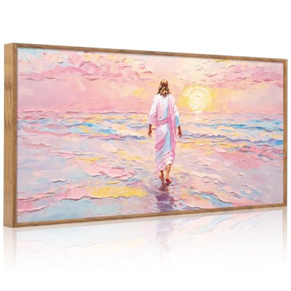CHDITB Jesus Walking on Water Framed Canvas Wall Art 40x20 Inch - color: Jesus Walking on Water, size: 40"L x 20"W