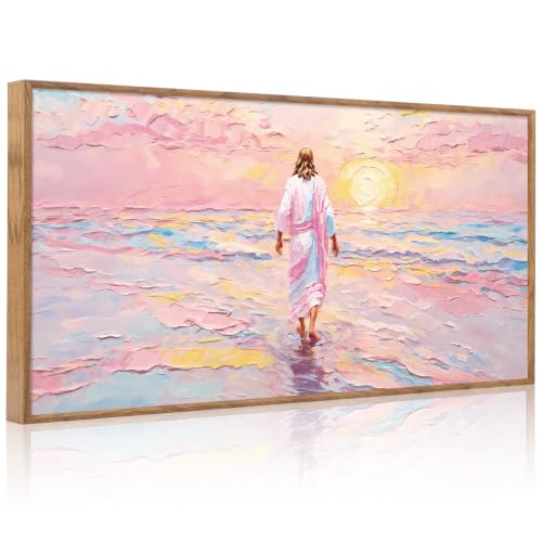 CHDITB Jesus Walking on Water Framed Canvas Wall Art 40x20 Inch - color: Jesus Walking on Water, size: 40"L x 20"W