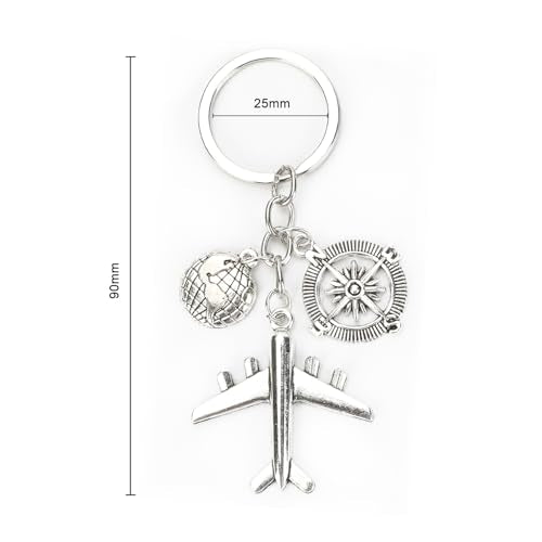 Airplane Keychains Travel Keychain for Women Compass Keyring Travel Airplane Keychain Gifts with Angel Charm - color: Style 7