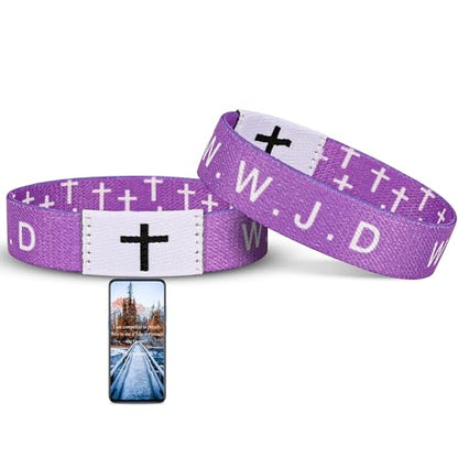 Daily Bible Verse WWJD Bracelet, Christian Jesus Wearable Bracelet for Women Men, WWJD Bracelet - What Would Jesus Do Bracelet - style: Purple