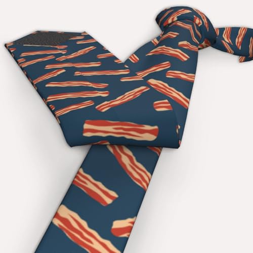 Men's Neckties, Novelty Printed Skinny Tie for Work Casual Party - color: Bacon