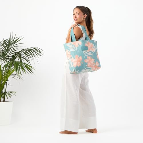 ALOHA Collection Day Tripper Tote | Lightweight, Packable, and Splash-Proof Beach Tote Bag | Easy to Clean - color: Pink Salt and Tide, size: One Size - Day Tripper Tote