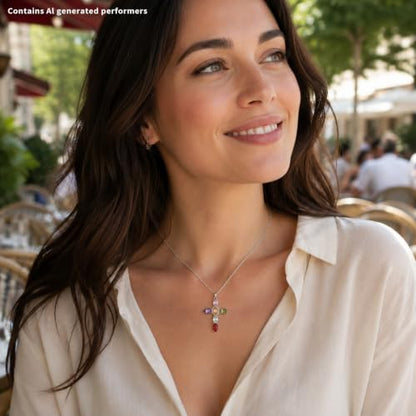 Colorful Crystal Rainbow Symbol Pendant Alloy Clavicle Necklace - color: Silver