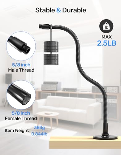 19" Flexible Microphone Gooseneck, 5/8 Thread, Max 2.5 lb Load, Heavy Duty - size: 19" Gooseneck