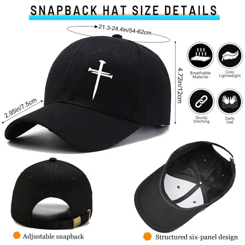 Baseball Cap for Men Cotton Baseball Hat Black Snapback Hats for Men - color: 3-nail Cross