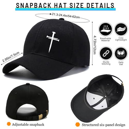 Baseball Cap for Men Cotton Baseball Hat Black Snapback Hats for Men - color: 3-nail Cross