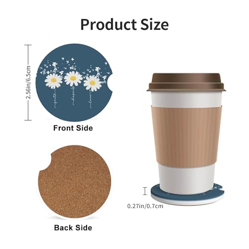 Daisy Faith Hope Love Car Cup Holder Coasters 2 Pack 2.63" for Women - color: Blue