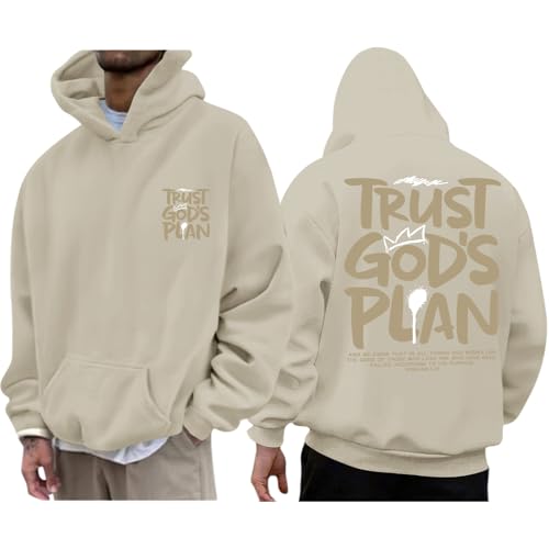 Christian Hoodies for Men Jesus Hoodie Religious God Sweatshirts Faith Bible Verse Sweatshirt Inspirational Pullover - color: Apricot, size: X-Large