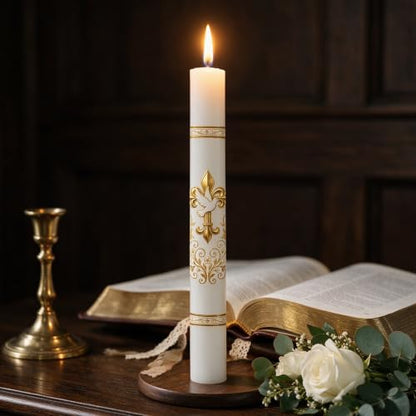 Baptism Candle, Baptismal Candles for Boys Girls, Catholic Gift - color: Baptism