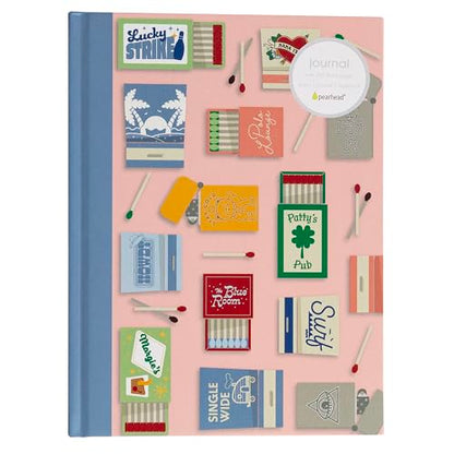 Pearhead Blue Matchbook Hardcover Journal, 6x8 College-Ruled Lined Notebook, 200 Pages, Trendy Writing Journal for Work, School & Everyday Notes - color: Blue Matchbook Collage Journal