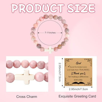 Aelciyue Teacher Appreciation Gifts for Women Thank You Birthday Xmas Valentines Day Gifts for Teachers Bracelets for Women - style: Cross