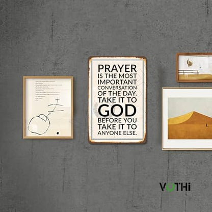 Prayer Inspirational Metal Sign, Aluminum, 8x12 Inches - color: Black