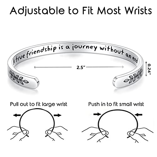TONY & SANDY Cuff Bracelets for Women Teen Girls Best Friend Sister Mom Daughter Granddaughter Easter Birthday Mother's Day Christmas Stocking Stuffers for Teen Girls Women Jewelry - style: 0 - Friend Gifts - A true friendship is a journey without an end