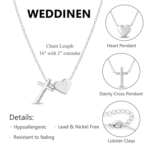 WEDDINEN First Communion Confirmation Baptism Jewelry Gifts for Teens Girls Kids,Cross Heart Necklace for Women Girls Christian Religious Stuffers Jewelry Gifts for Kids - style: You Are Beautiful--Silver