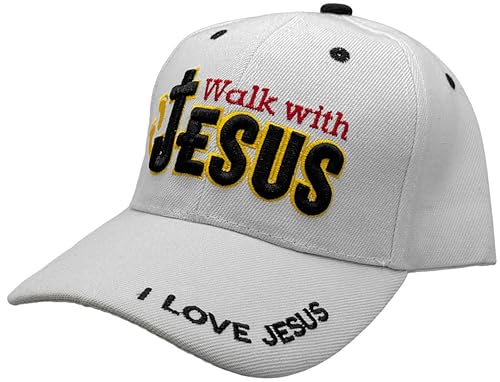 Black Duck Brand Embroidered Walk with Jesus Adjustable Baseball Cap - Multiple Colors Available - color: White