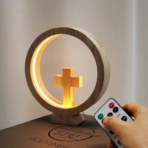 Wooden Cross Night Light, Warm Light, Dimmable