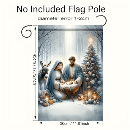 Nativity Scene Polyester Garden Flag-Double-Sided Christmas Yard Lawn Flag, 18X12 Inches-Durable Holiday Outdoor Decoration for Home and Garden