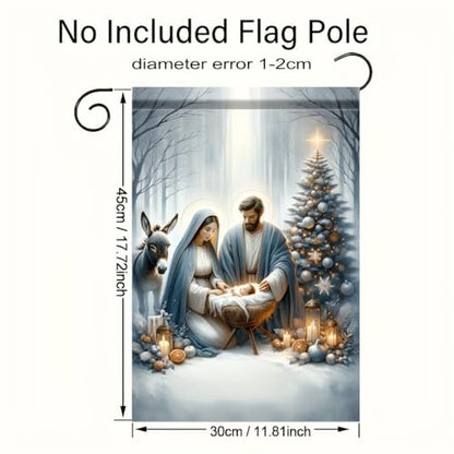 Nativity Scene Polyester Garden Flag-Double-Sided Christmas Yard Lawn Flag, 18X12 Inches-Durable Holiday Outdoor Decoration for Home and Garden