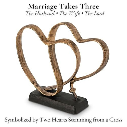 Wedding Anniversary Couples Gift - Iron Sculpture Bundle - Any Anniversary - color: Gold