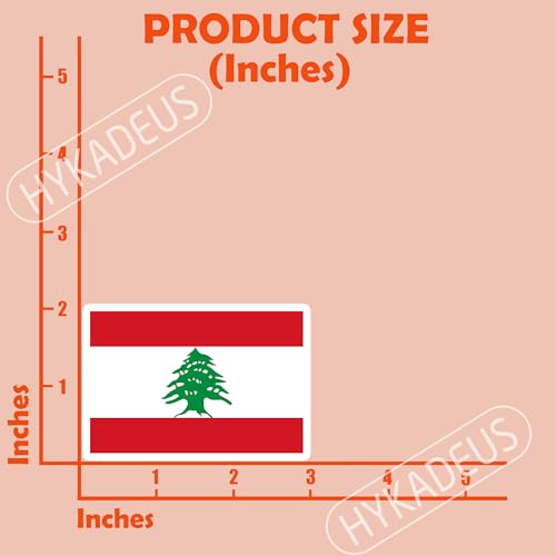 (3Pcs) Lebanon Flag Stickers – Lebanese National Flag Vinyl Decals, 3" x 2" - color: Lebanon