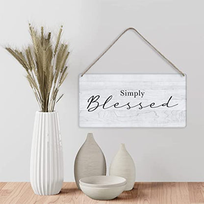 Bible Verse Home Wall Decor Simply Blessed Scripture Wood Signs Rustic Hanging Wall Plaque Wooden Christian Religious Sign