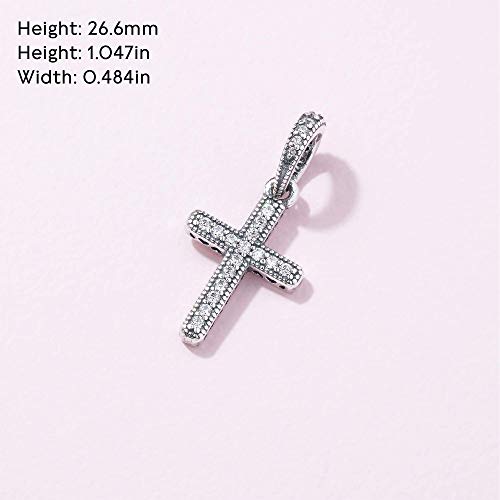 Sport Religious Charm 925 Sterling Silver Pendant,Jewelry Beads Gifts for Women Bracelet&Necklace - color: Sparkling Cross