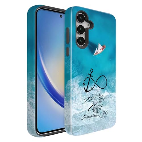 Compatible for Samsung Galaxy A17 5G Case, Dual Layer Heavy Duty 2 in 1 Shockproof Protective Phone Case,Anchor Christian - color: Anchor Christian, size: A17