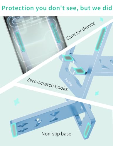 Aoviho Foldable Cell Phone Stand for Desk, Portable Phone Holder,Sky Blue - color: Sky blue