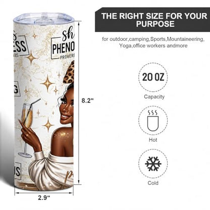 Bible Verse Tumbler, 20oz Inspirational Christian Travel Mug - color: Black Girl
