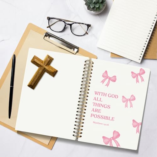 Bible Journal for Women, Christian Prayer Journal Notebook for Women - color: Matthew 19:26