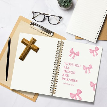 Bible Journal for Women, Christian Prayer Journal Notebook for Women - color: Matthew 19:26