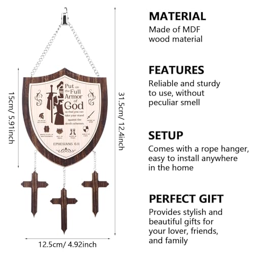 Armor of God Wooden Wall Hanging Ephesians 6:11 Shield Wall Decor