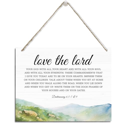 Christian Decor, Rustic Hanging Wood Plaque Sign, Scripture Decor, Decorative Sign for Wall, Wood Plaque Sign Wall Hanging, Door Hanger, Home Office Decor, Bible Verse Decor, Deuteronomy 6:5-7 Sign - color: Deuleranamy 6:5-7 89