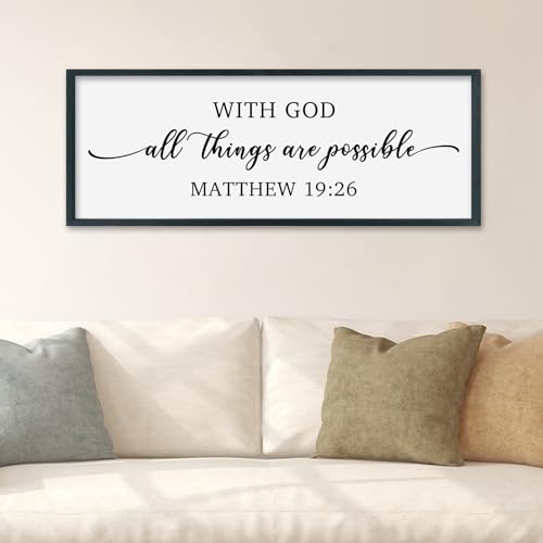 SRSZHIYUE With God All Things are Possible Framed Wall Art 40''×15'' Black - color: With God All Things (Black), size: 40"L x 15"W