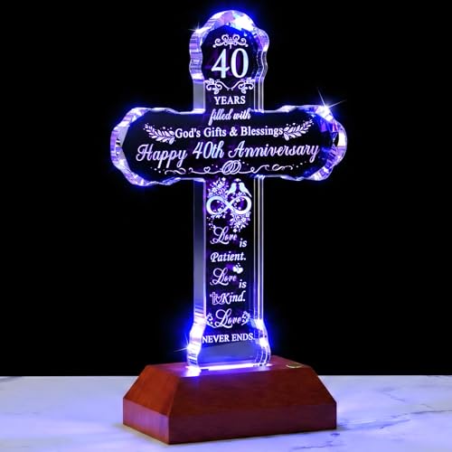 Ornalrist 40th Wedding Anniversary Cross Gifts for Parents Wife Husband - color: 40th Wedding Anniversary