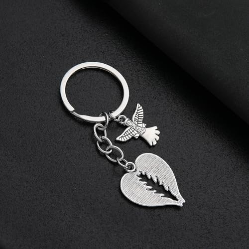 PHAETON 20PCS Guardian Angel Wing Keychain Heart-shaped Angel Wings Charms Keychain Key Ring for Memorial Keyring Religious Gifts Memorial Decorations